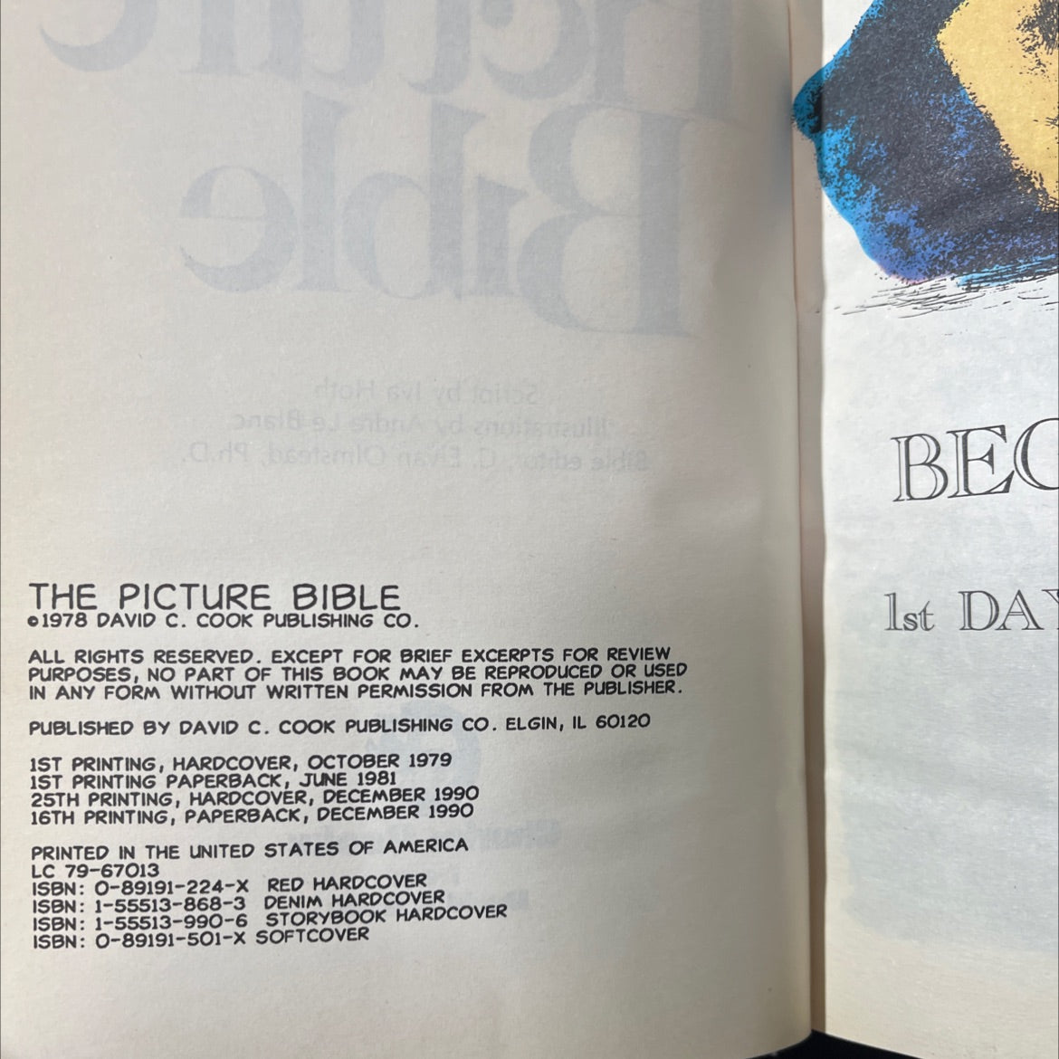 holy bible: the picture bible book, by Iva Hoth, 1990 Hardcover image 3