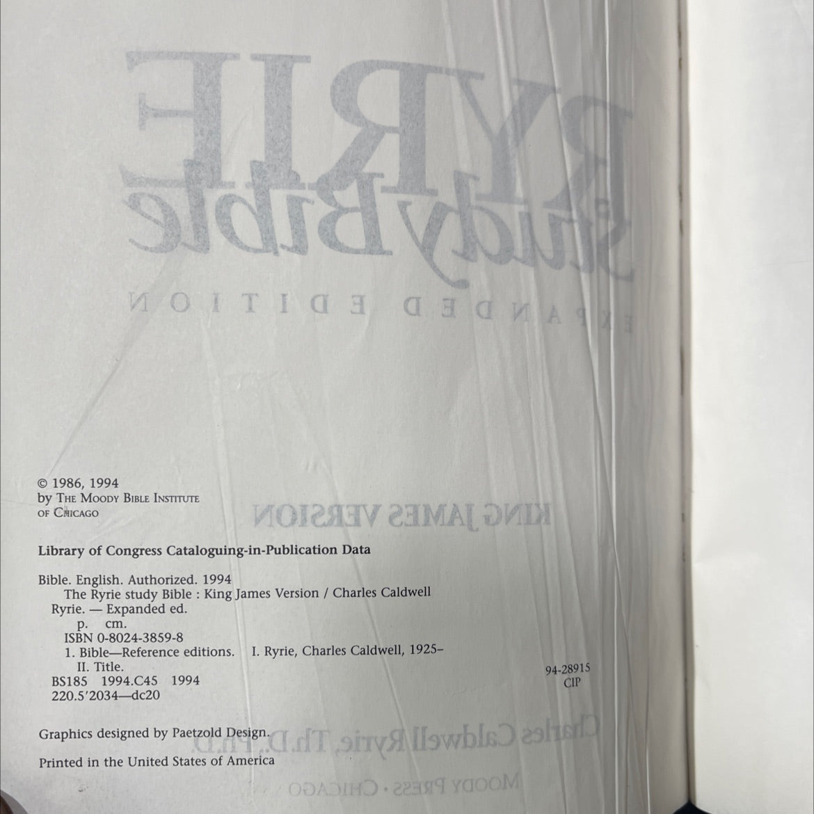 holy bible: the ryrie study bible expanded edition book, by charles caldwell ryrie, 1994 Leather image 3