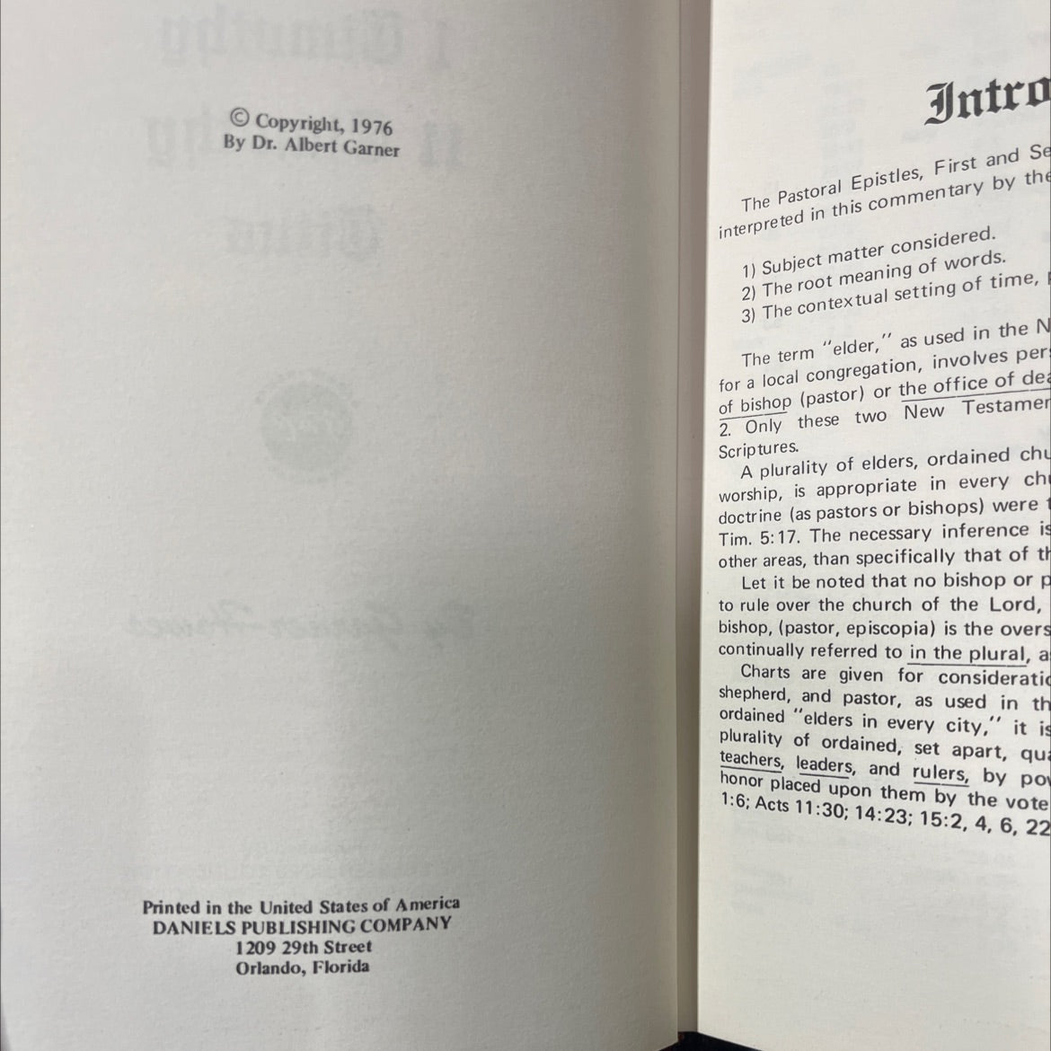 holy bible 1 timothy 11 timothy titus garner howes ghc commentary book, by dr. albert garner, 1976 Hardcover image 3