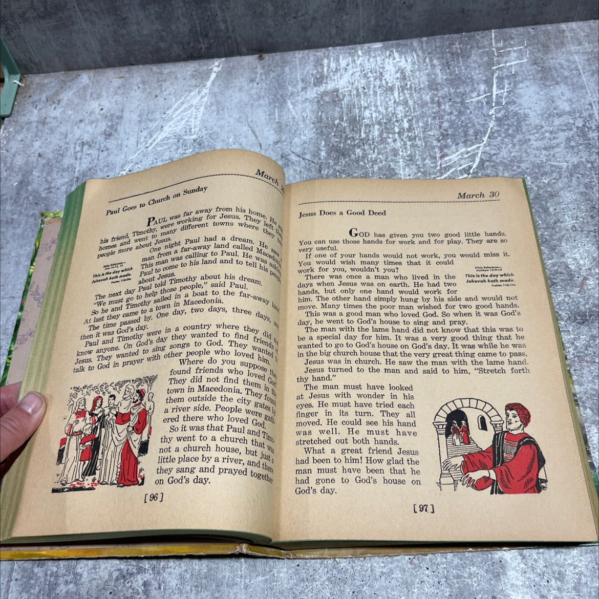 holy bible 365 bedtime bible stories book, by thea heinemann and dorothy ferguson, 1942 Hardcover image 3