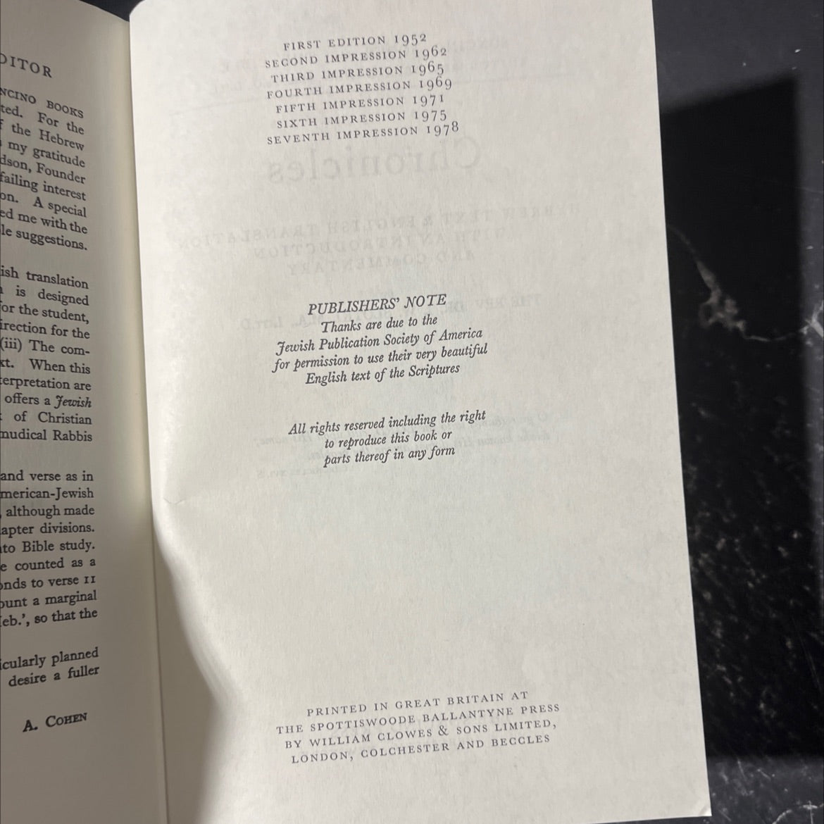 holy bible chronicles book, by rev. dr. i. w. slotki, 1975 Hardcover image 3