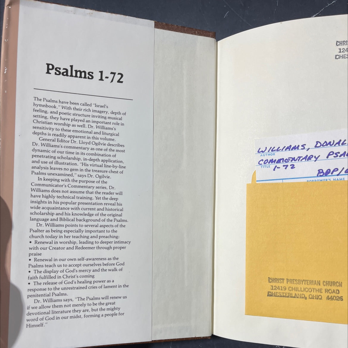holy bible communicator's commentary psalms 1-72 book, by Lloyd J. Ogilvie, Donald M. Williams, 1986 Hardcover image 4