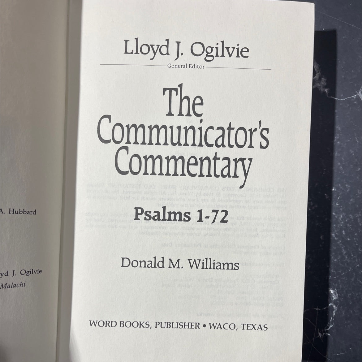 holy bible communicator's commentary psalms 1-72 book, by Lloyd J. Ogilvie, Donald M. Williams, 1986 Hardcover image 2
