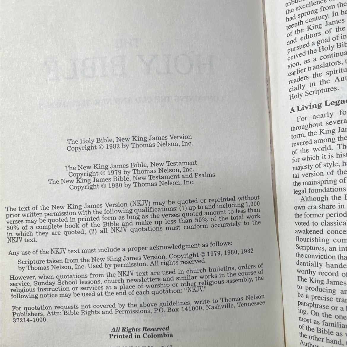 holy bible containing the old and new testaments nkjv new king james version book, by Thomas Nelson, 1982 Hardcover image 3