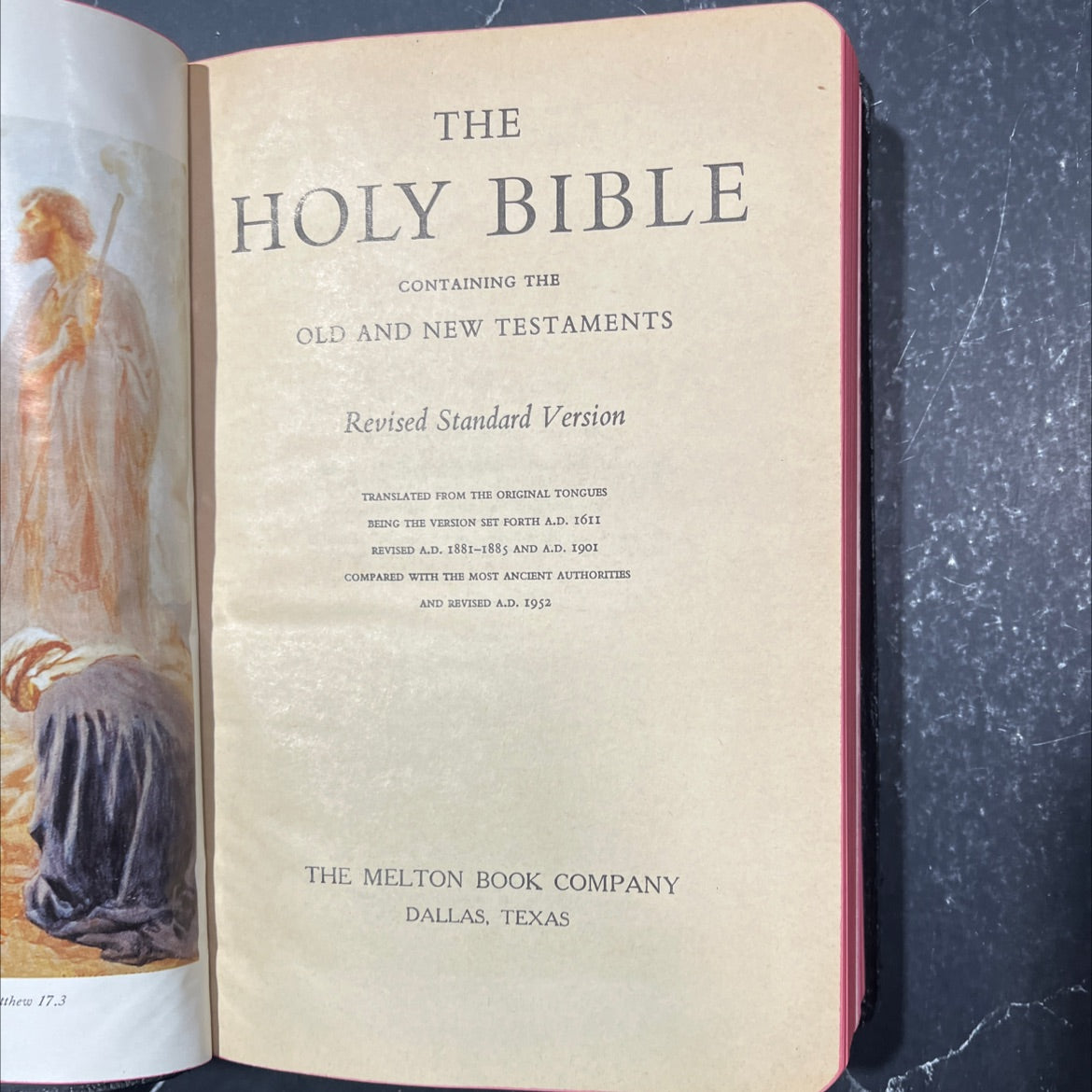 holy bible containing the old and new testaments book, by unknown, 1952 Leather image 2