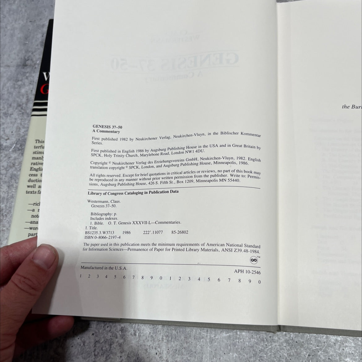 holy bible genesis 37-50 a commentary book, by claus westermann, 1986 Hardcover image 3