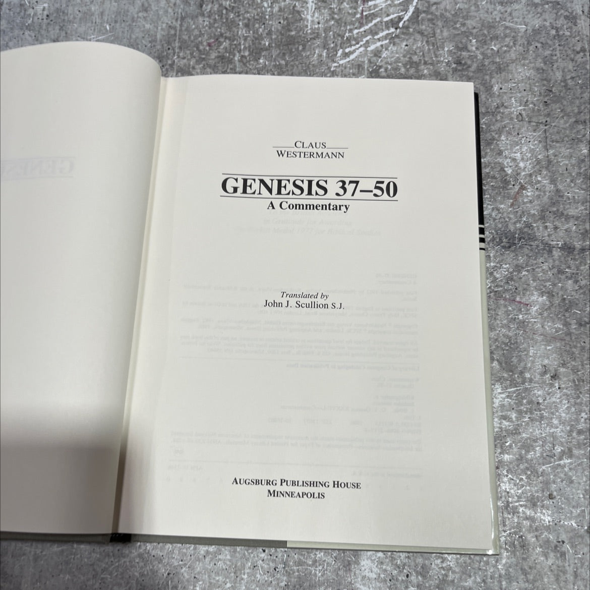holy bible genesis 37-50 a commentary book, by claus westermann, 1986 Hardcover image 2