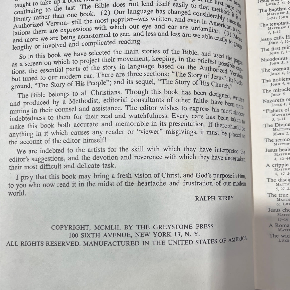 holy bible in pictures book, by rev. ralph kirby, 1952 Hardcover image 3