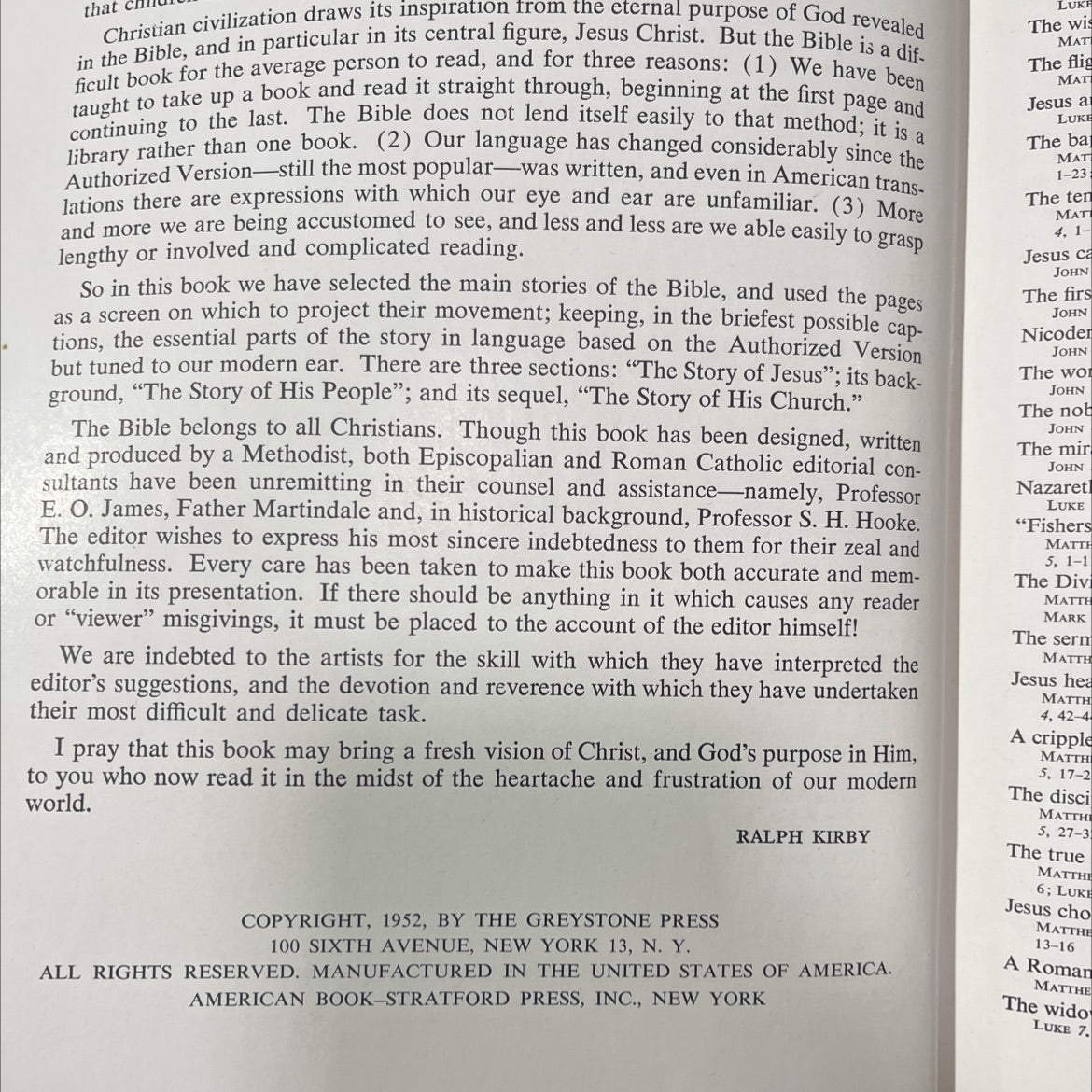 holy bible in pictures book, by rev. ralph kirby, 1952 Hardcover image 3