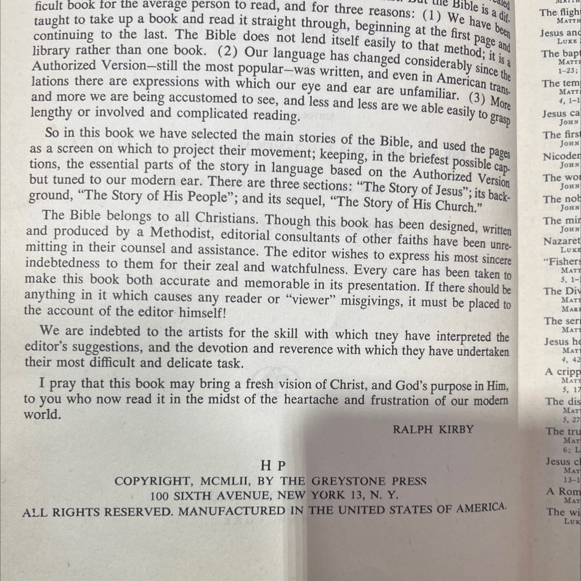 holy bible in pictures book, by rev. ralph kirby, 1952 Hardcover image 3