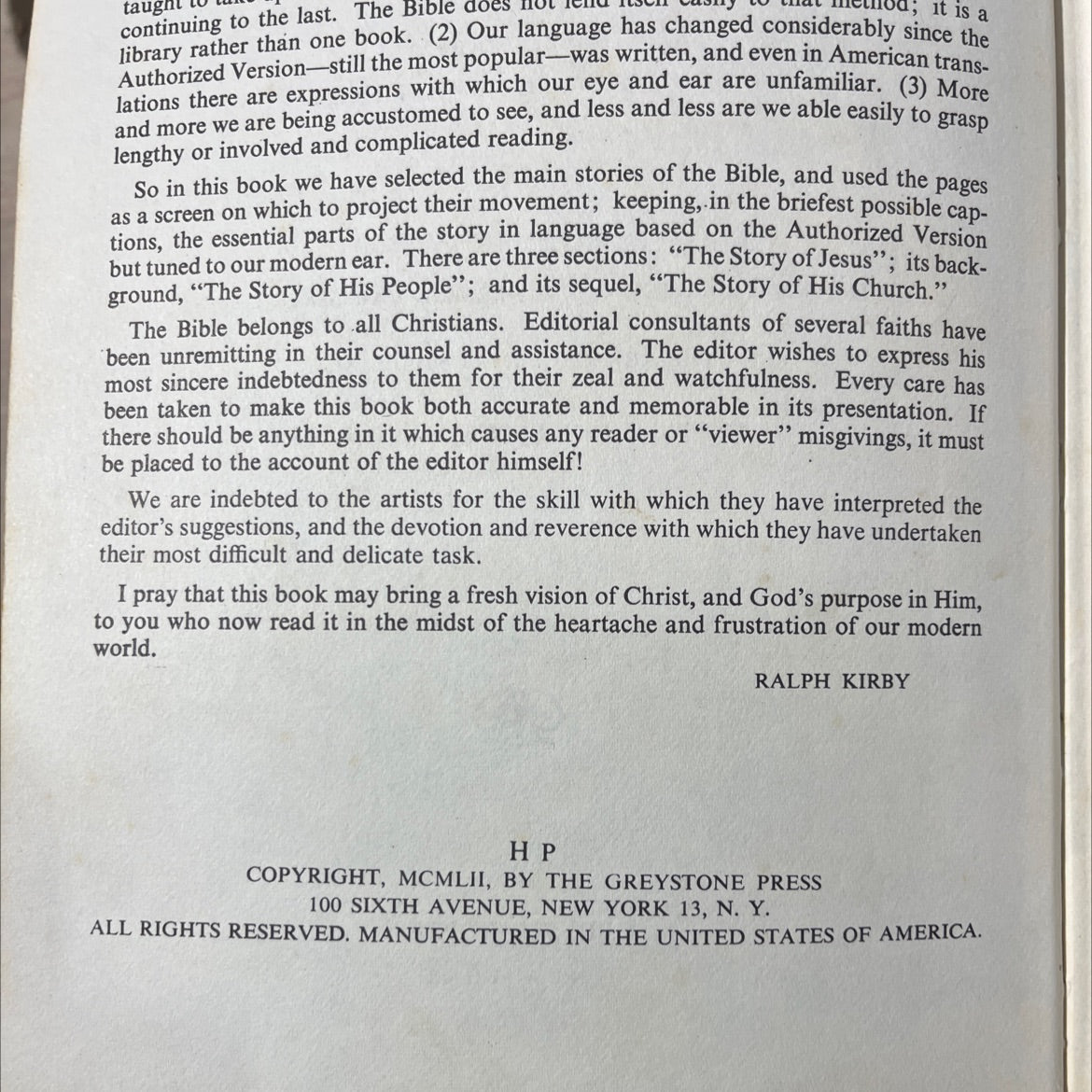 holy bible in pictures book, by rev. ralph kirby, 1952 Hardcover image 3
