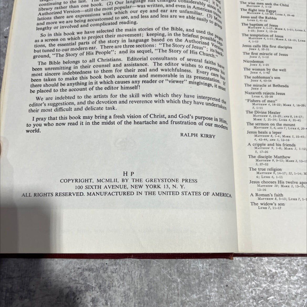 holy bible in pictures book, by rev. ralph kirby, 1952 Hardcover image 3