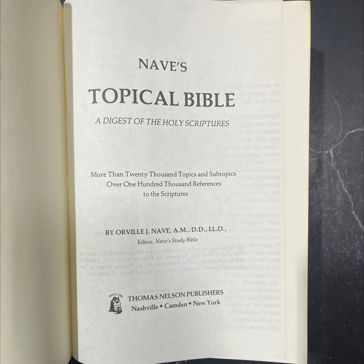 holy bible nave's topical bible a digest of the holy scriptures book, by orville j. nave, 1979 Leather image 2