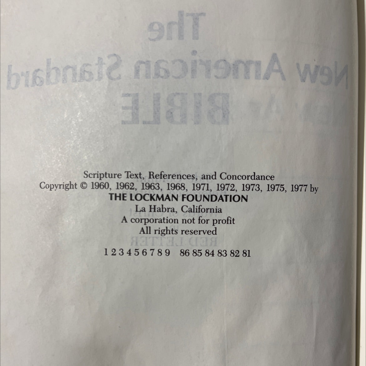holy bible new american standard reference edition book, by unknown, 1977 Hardcover image 3