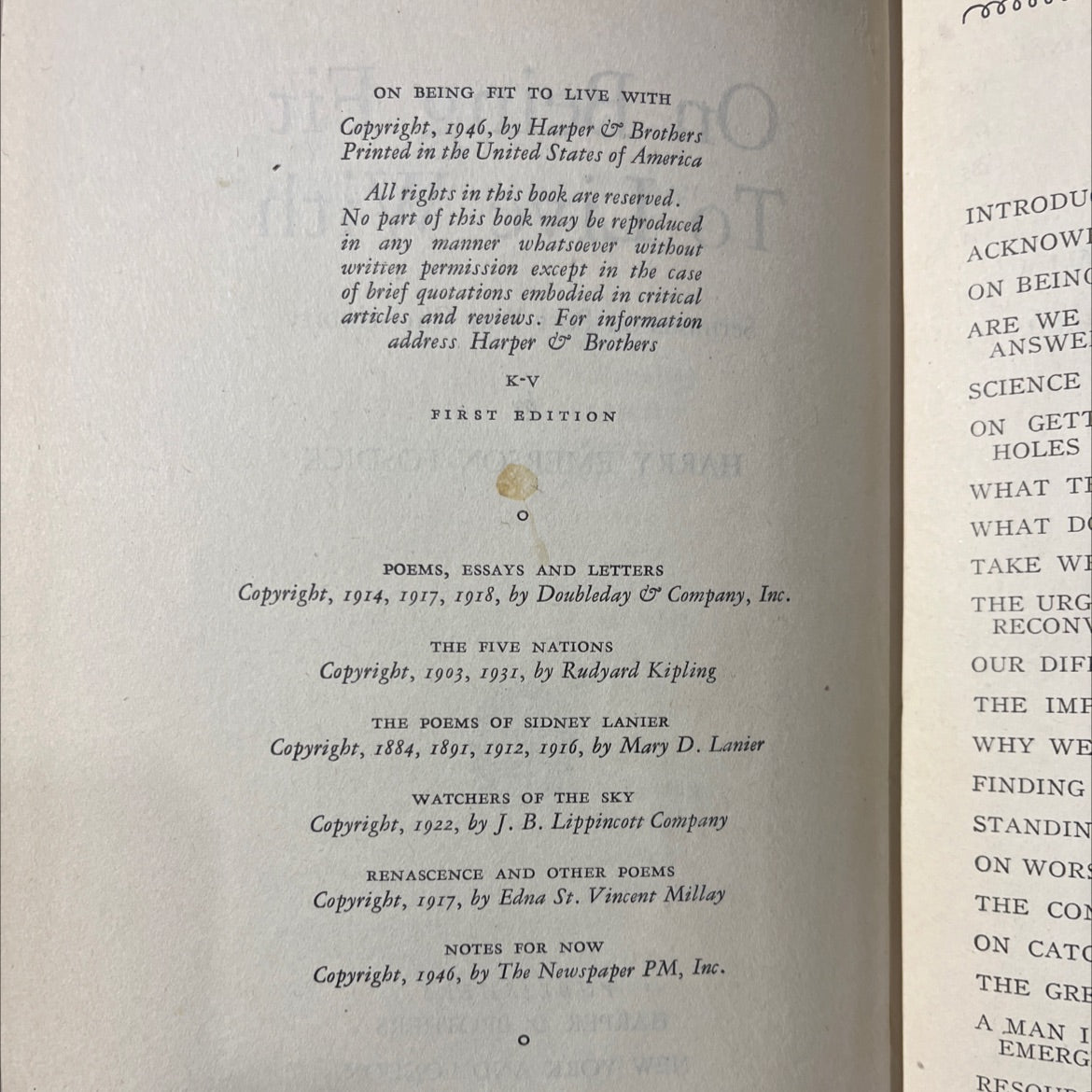 holy bible on being fit to live with sermons on post-war christianity book, by harry emerson fosdick, 1946 Hardcover image 3