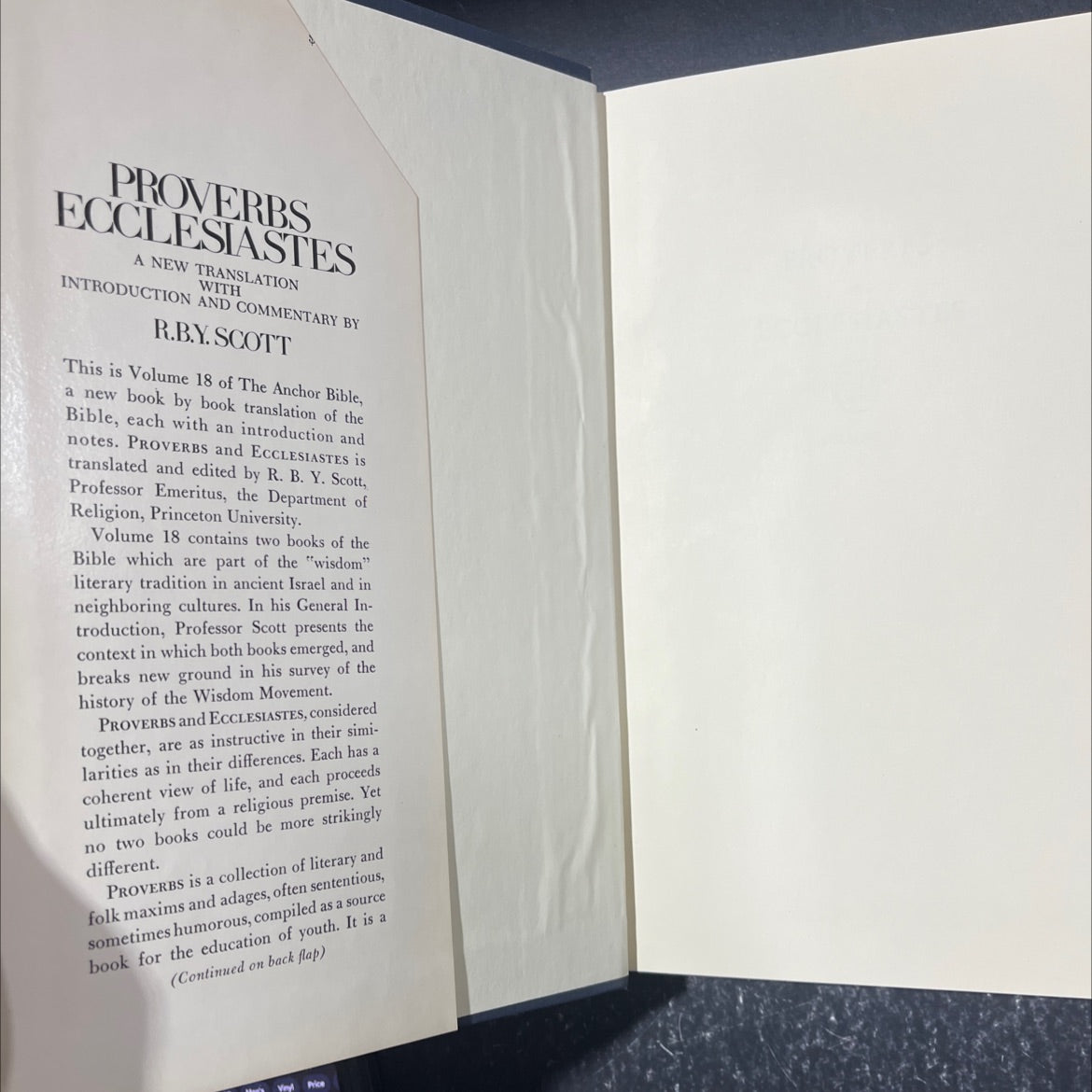 holy bible proverbs ecclesiastes book, by r. b. y. scott, 1979 Hardcover image 4