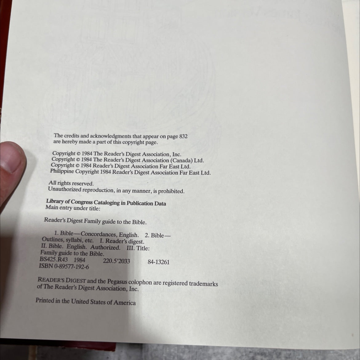 holy bible reader's digest family guide to the bible book, by unknown, 1984 Hardcover image 3