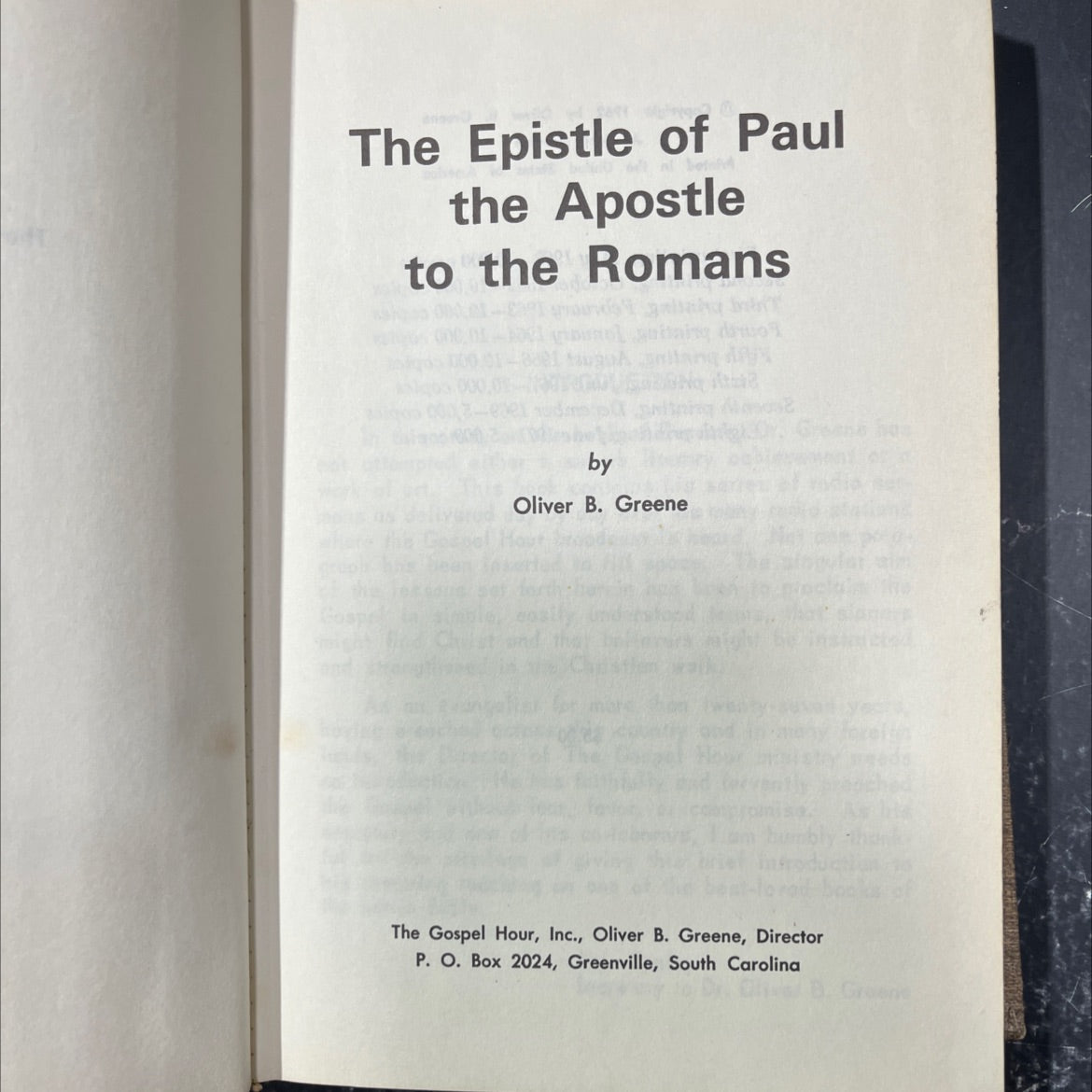 holy bible the epistle of paul the apostle to the romans book, by oliver b. greene, 1970 Hardcover image 2