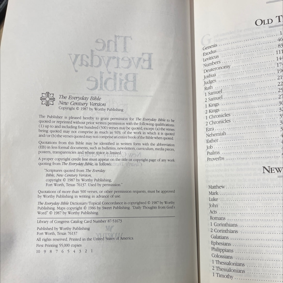 holy bible the everyday bible book, by Worthy Publishing, 1987 Hardcover image 3
