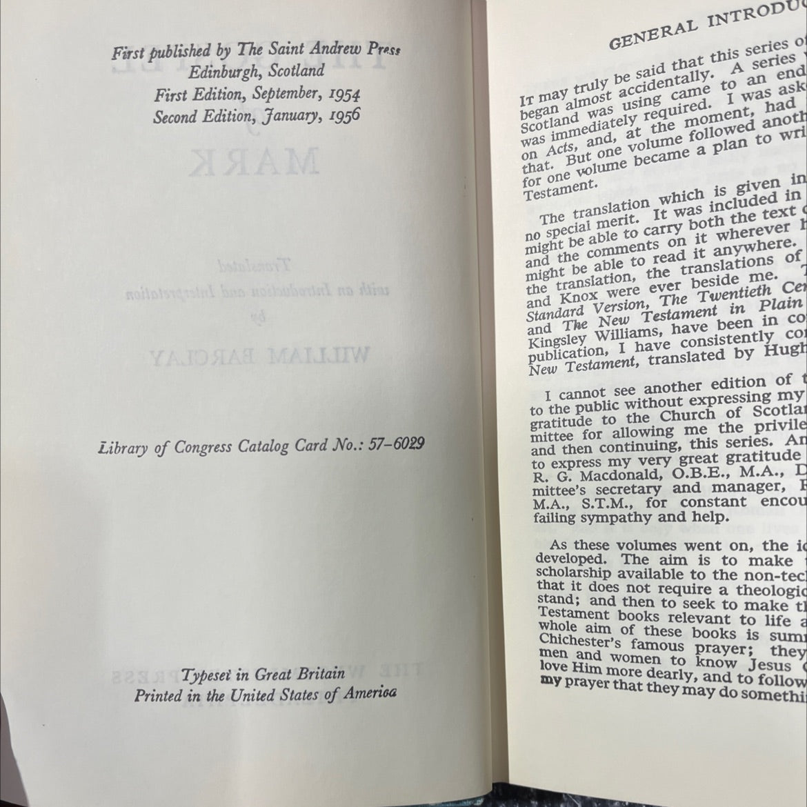 holy bible the gospel of mark book, by william barclay, 1956 Hardcover image 3