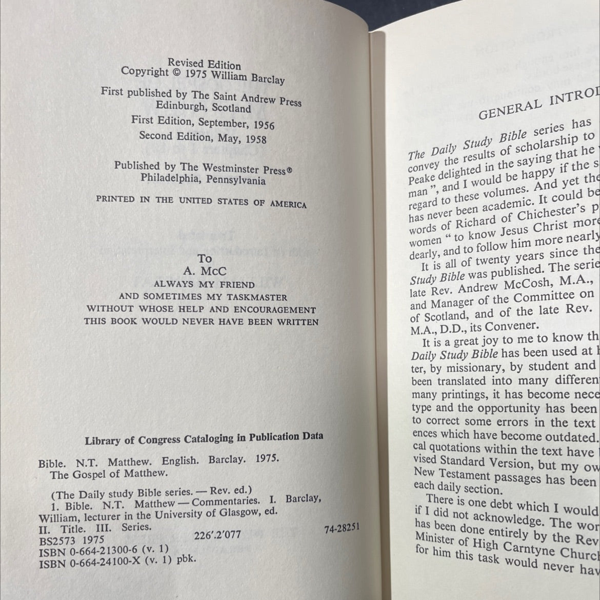 holy bible the gospel of matthew volume 1 (chapters 1 to 10) revised edition book, by william barclay, 1975 Hardcover image 3