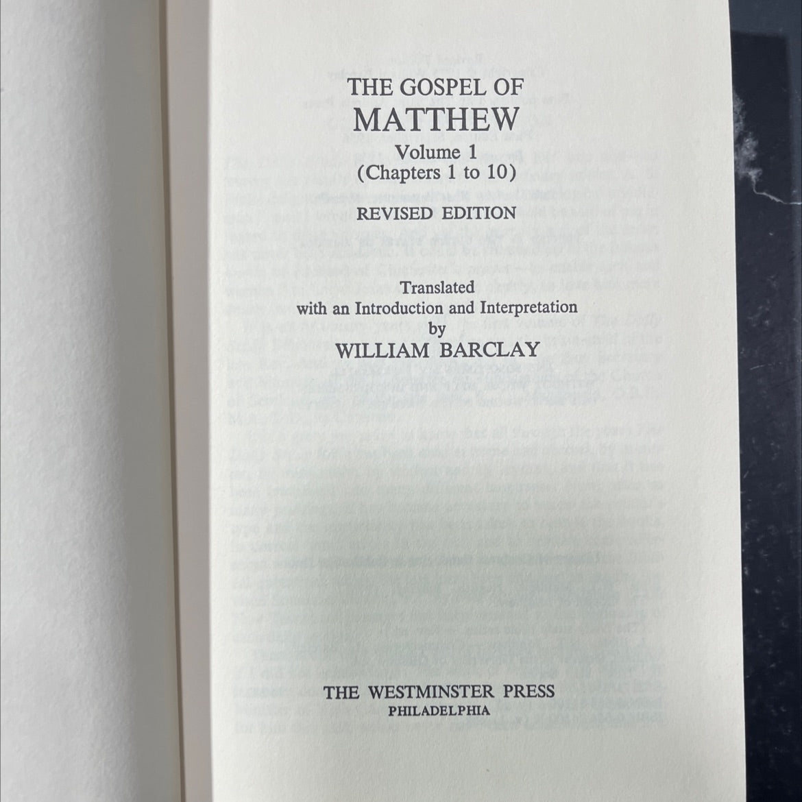 holy bible the gospel of matthew volume 1 (chapters 1 to 10) revised edition book, by william barclay, 1975 Hardcover image 2