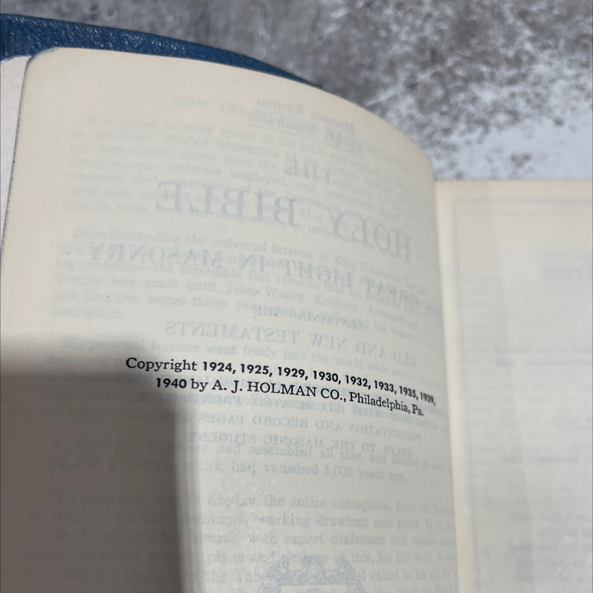 holy bible the great light in masonry book, by john wesley kelchner, 1940 Leather image 3