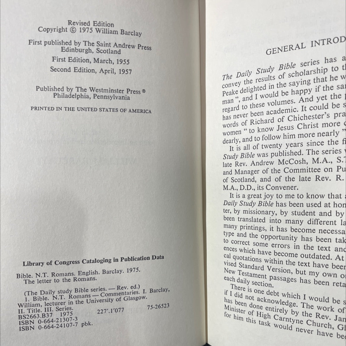 holy bible the letter to the romans book, by william barclay, 1975 Hardcover image 3