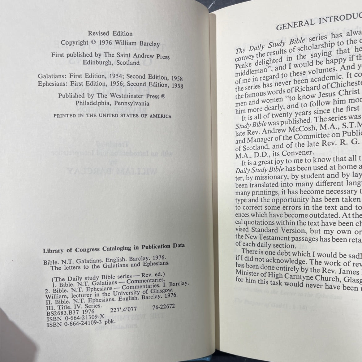 holy bible the letters to the galatians and ephesians revised edition book, by william barclay, 1976 Hardcover image 3