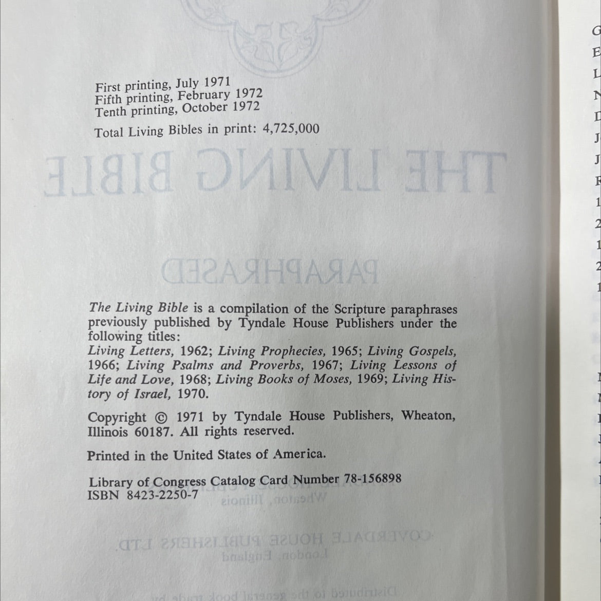 holy bible the living bible book, by not stated, 1972 Hardcover image 3