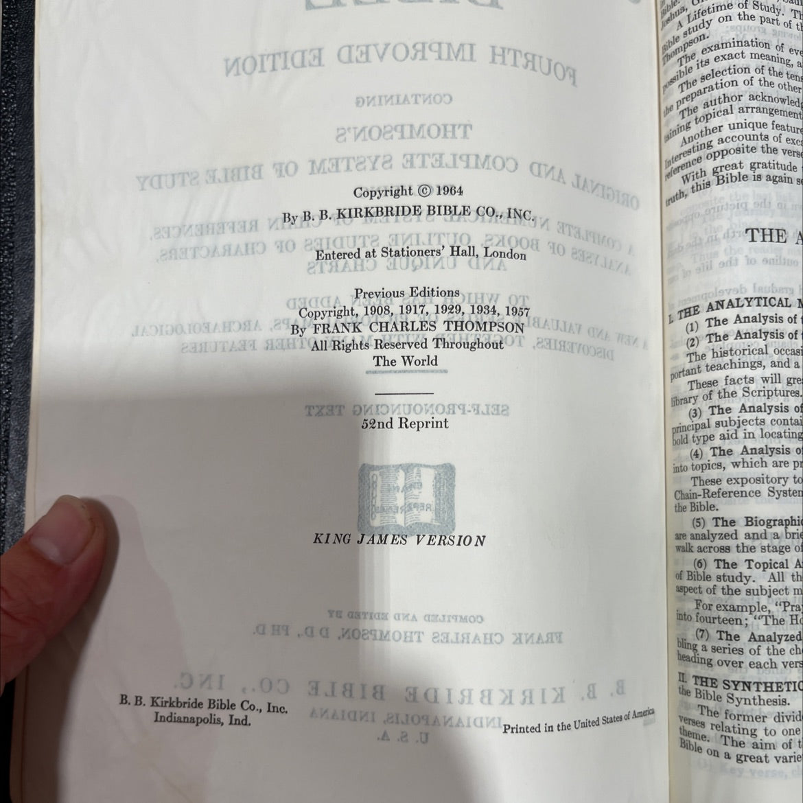 holy bible the new chain-reference book, by frank charles thompson, d.d., ph.d., 1964 Leather image 3