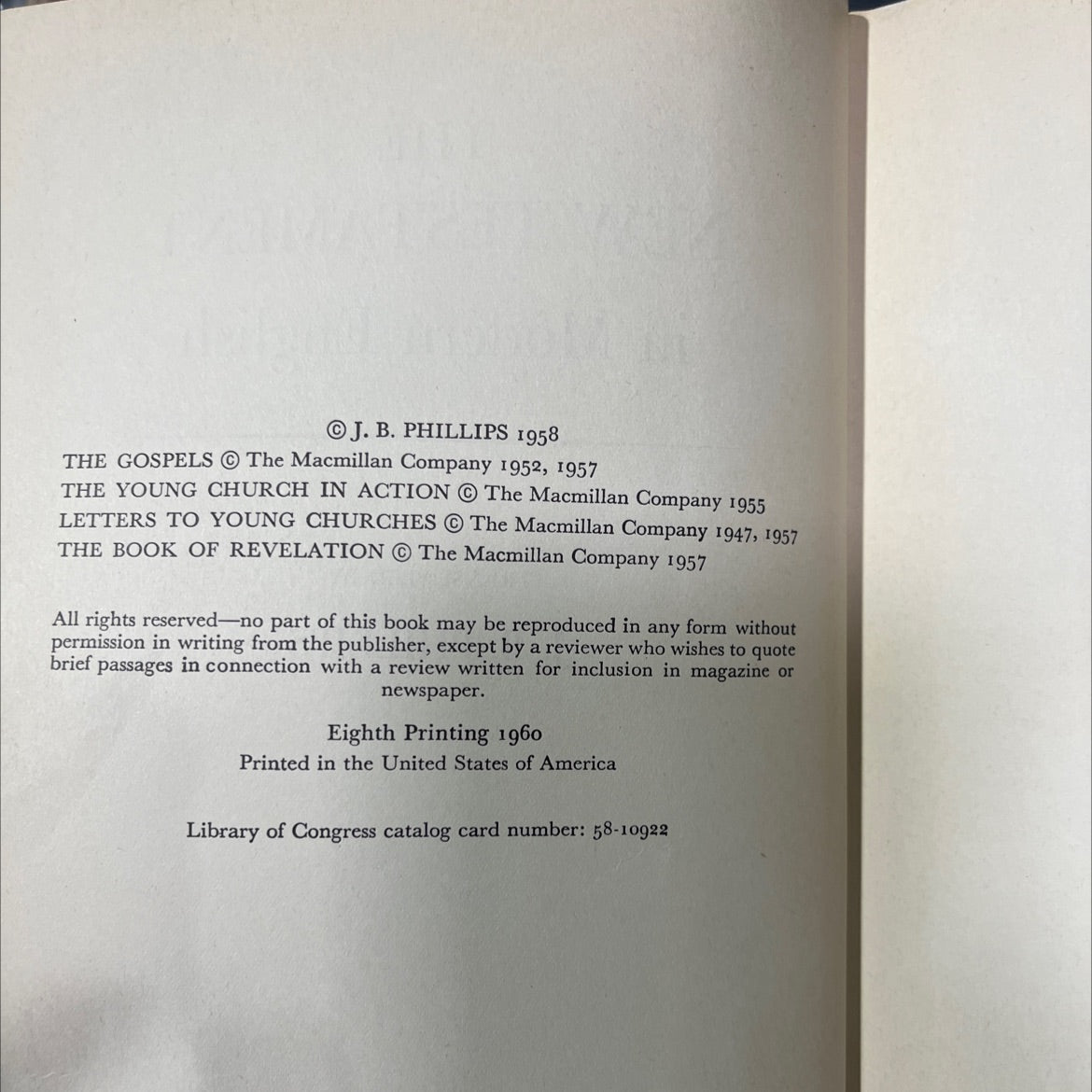 holy bible the new testament in modern english book, by j. b. phillips, 1960 Hardcover image 3