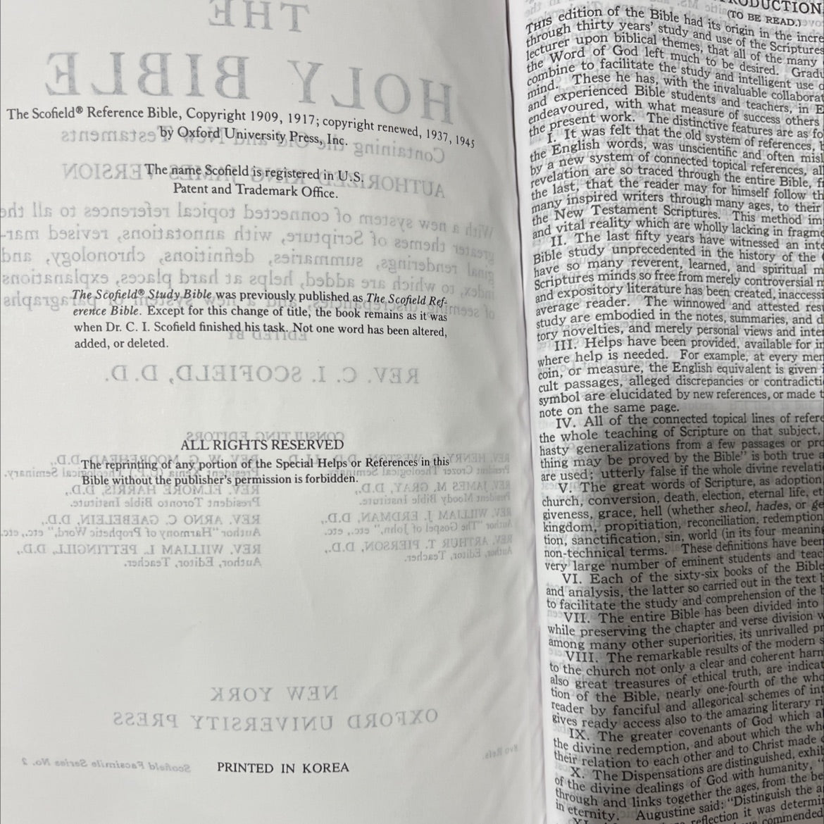 holy bible the scofield study bible book, by rev. c. i. scofield, d. d., 1945 Leather image 3