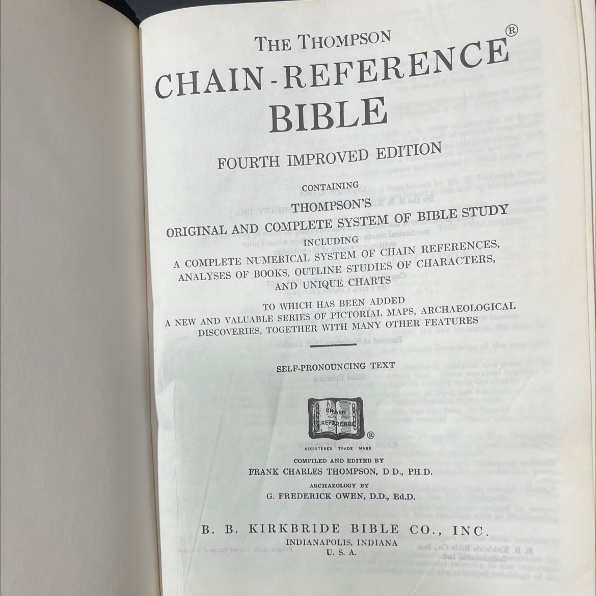 holy bible the thompson r chain-reference bible fourth improved edition book, by frank charles thompson, d.d., ph.d., image 2