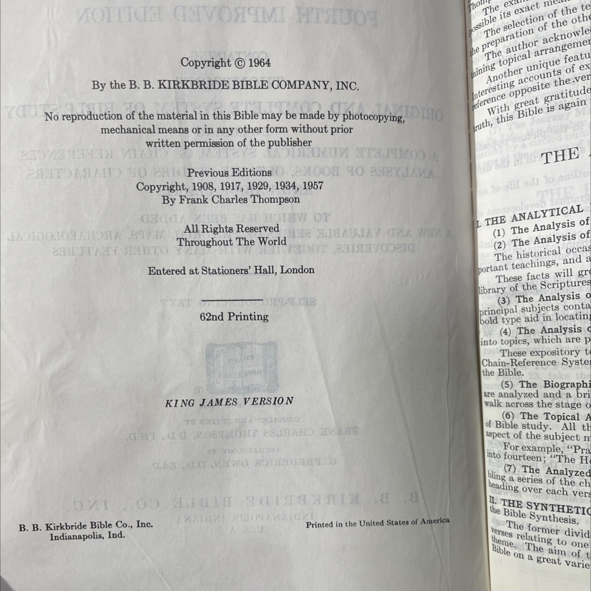 holy bible the thompson r chain-reference bible fourth improved edition book, by frank charles thompson, d.d., ph.d., image 3