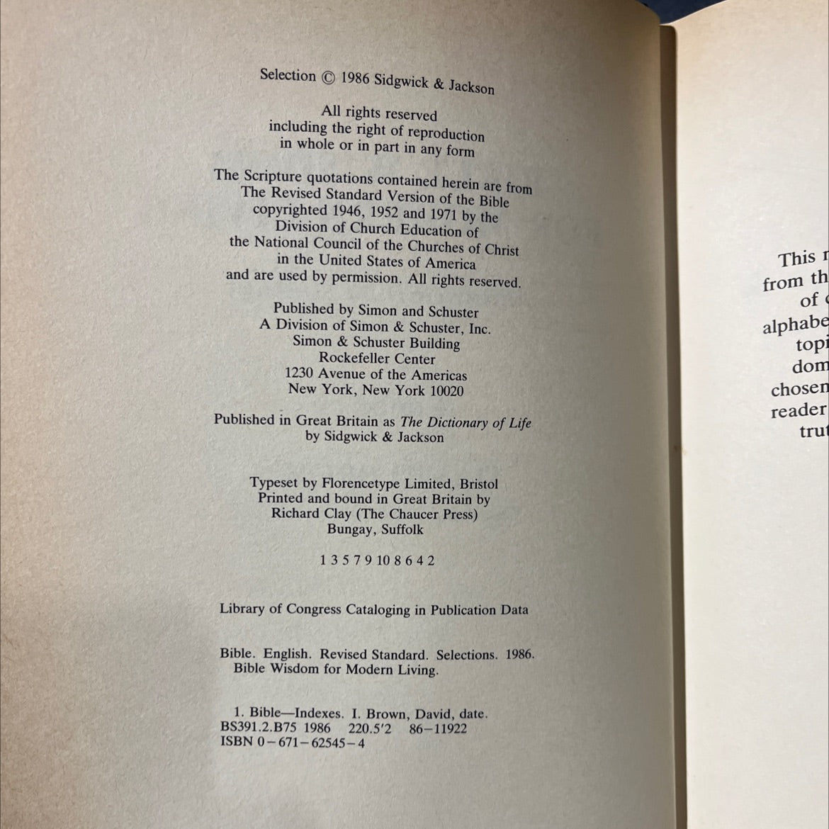 holy bible wisdom for modern living arranged by subject book, by David Brown, 1986 Hardcover image 3