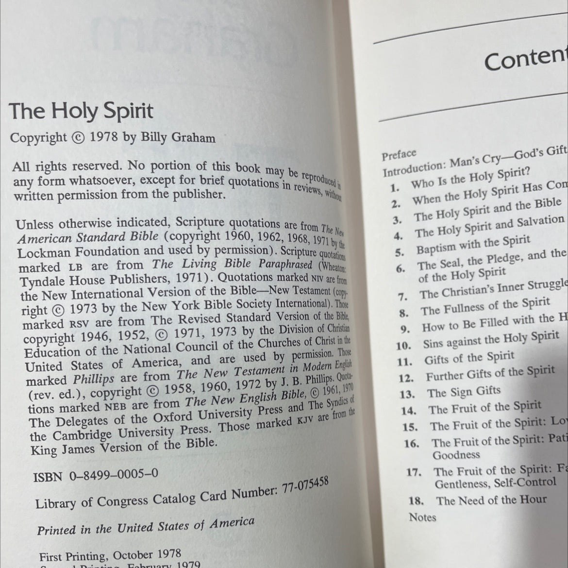 holy spirit activating god's power in your life book, by billy graham, 1978 Hardcover, Vintage image 3