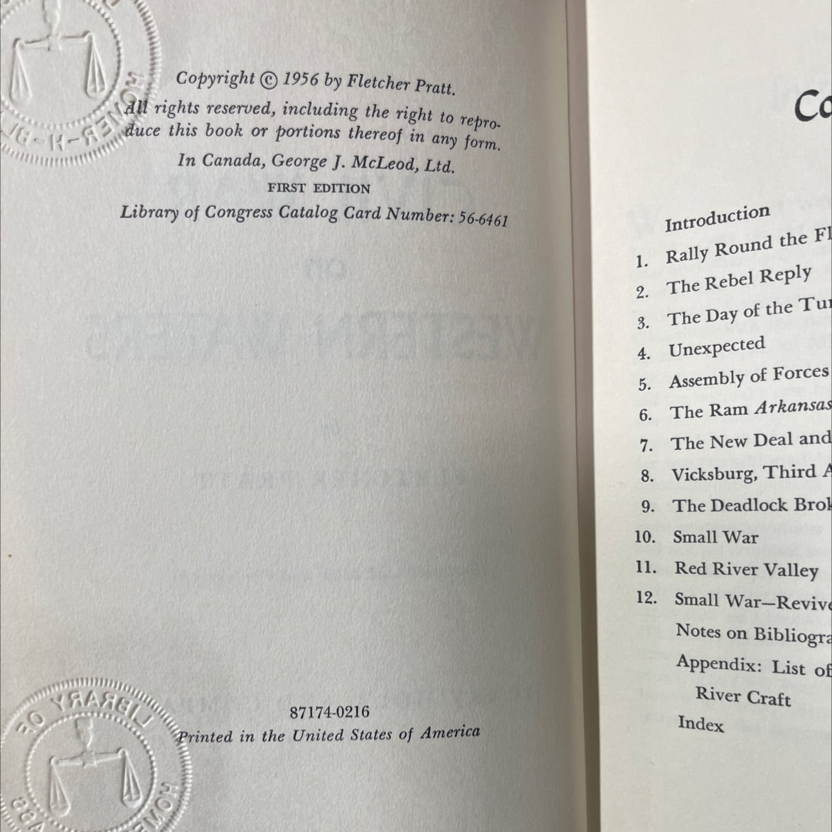 homer civil war on western waters book, by fletcher pratt, 1956 Hardcover image 3