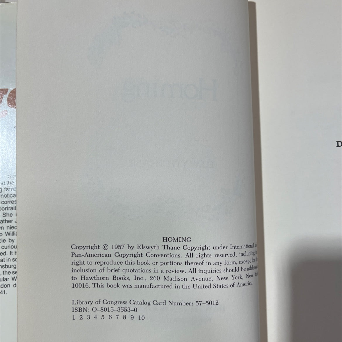 homing book, by elswyth thane, 1957 Hardcover, First Edition, Vintage image 3