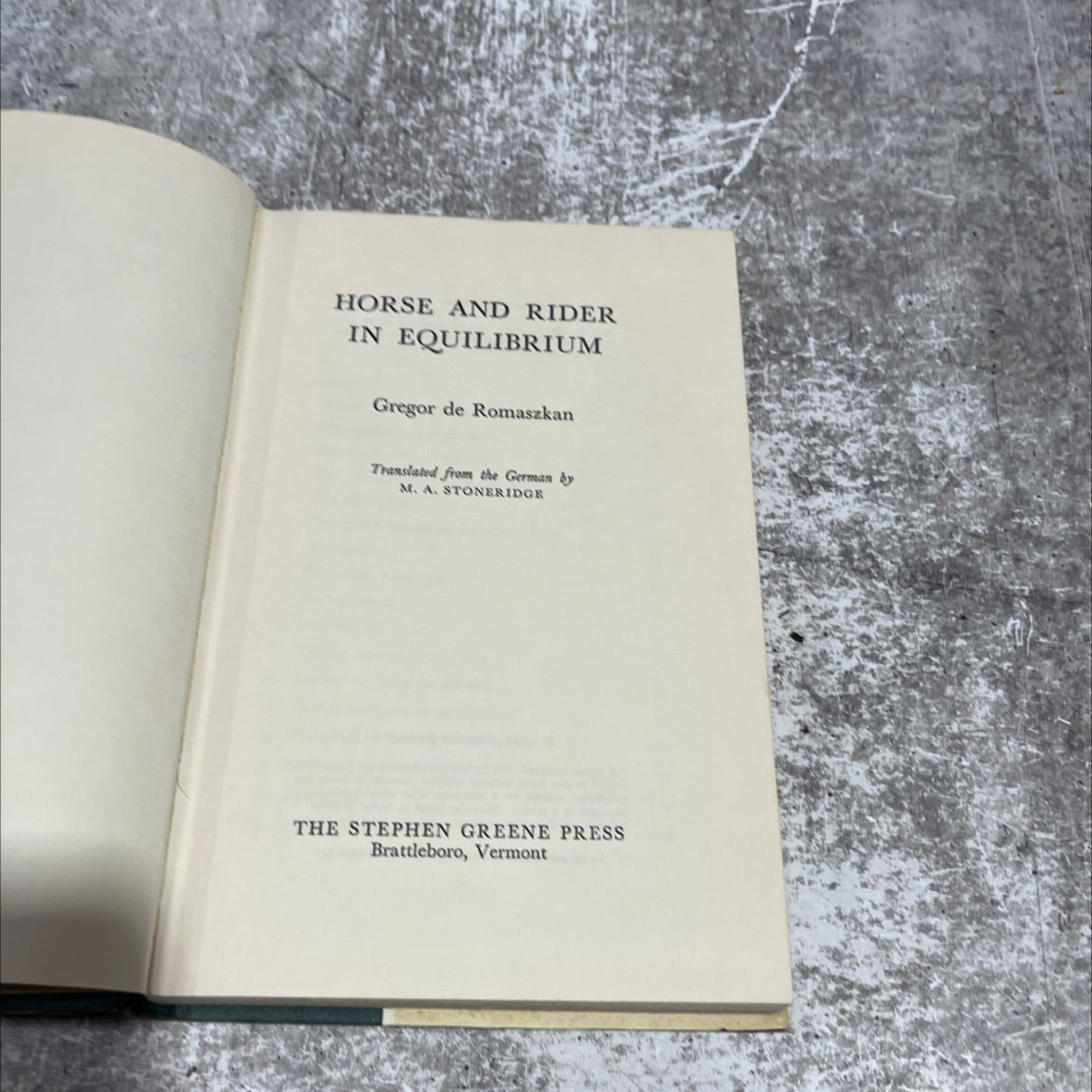 horse and rider in equilibrium book, by Gregor de Romaszkan, 1967 Hardcover image 2