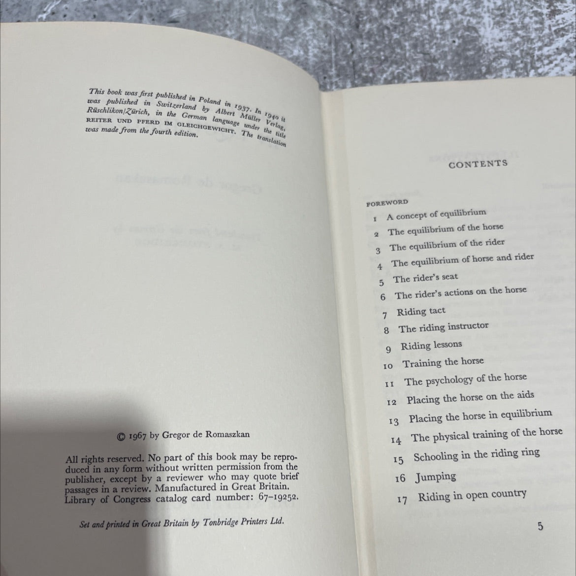 horse and rider in equilibrium book, by Gregor de Romaszkan, 1967 Hardcover image 3