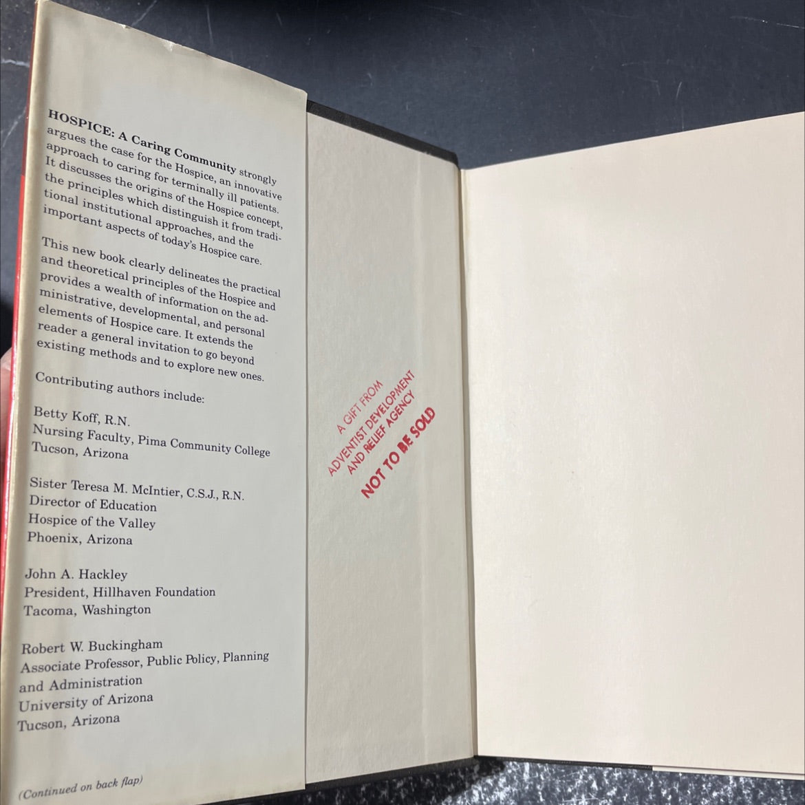 hospice a caring community book, by Theodore H. Koff, 1980 Hardcover image 4