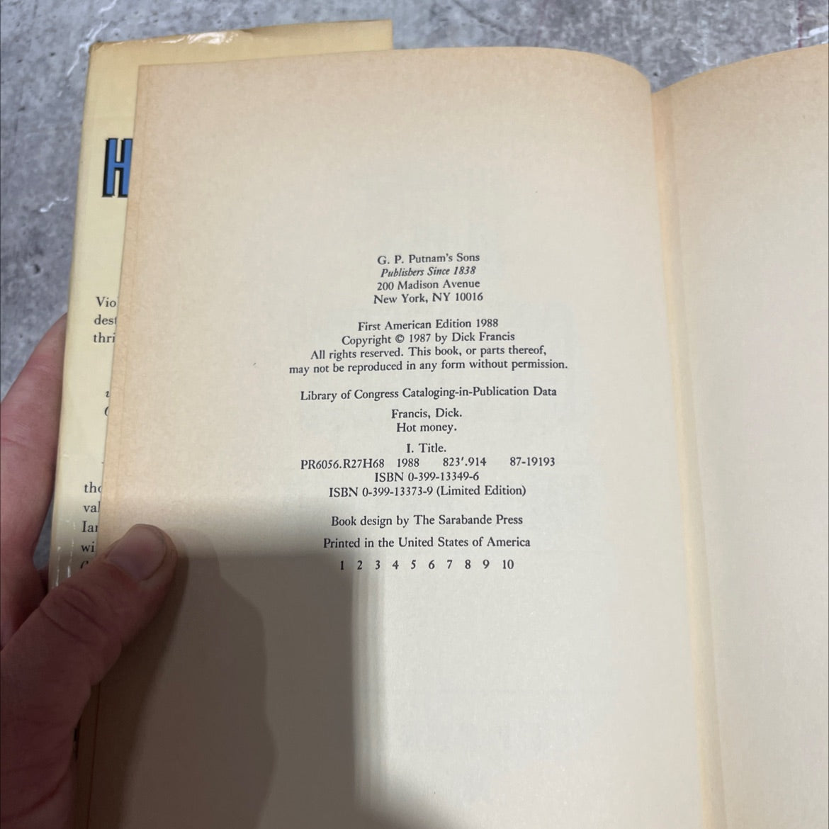 hot money book, by dick francis, 1988 Hardcover image 3