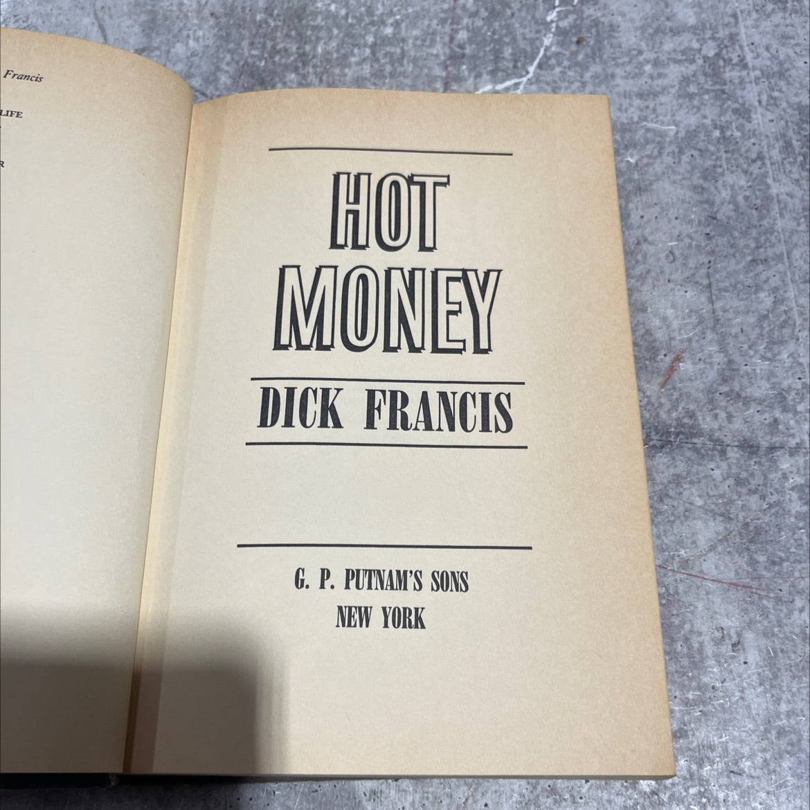 hot money book, by dick francis, 1988 Hardcover image 2