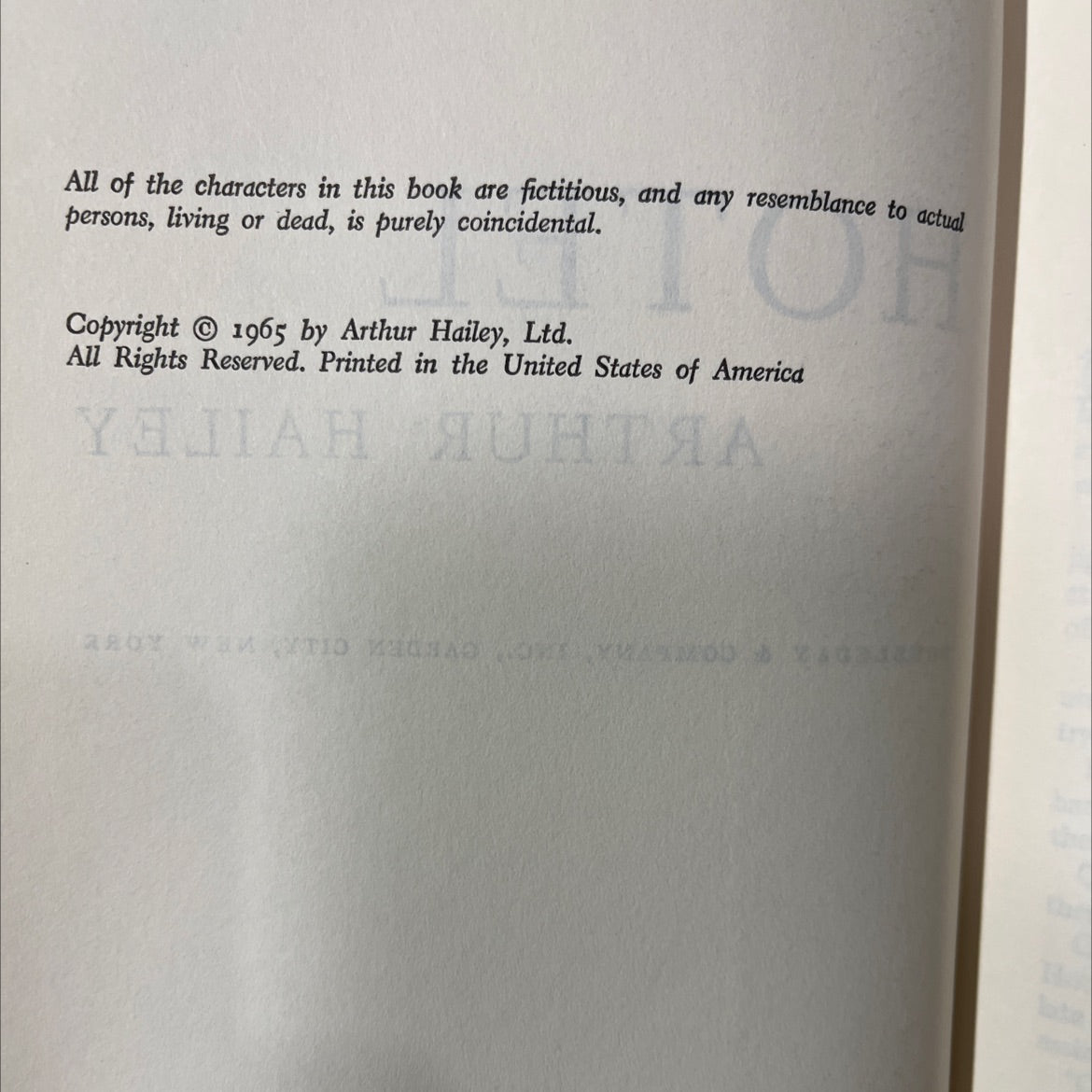 hotel arthur hailey book, by Arthur Hailey, 1965 Hardcover image 3