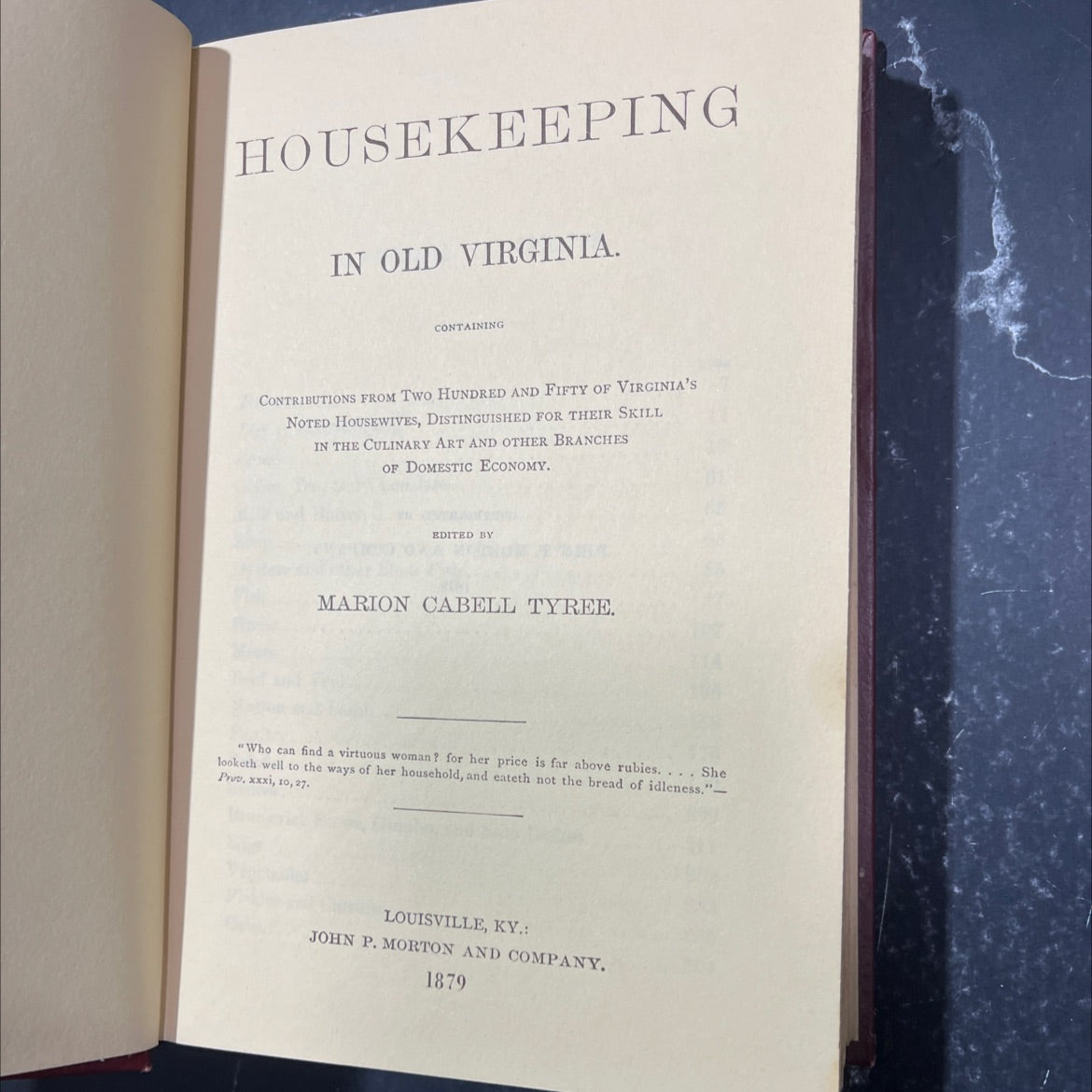 housekeeping in old virginia book, by marion cabell tyree, 1879 Hardcover image 2