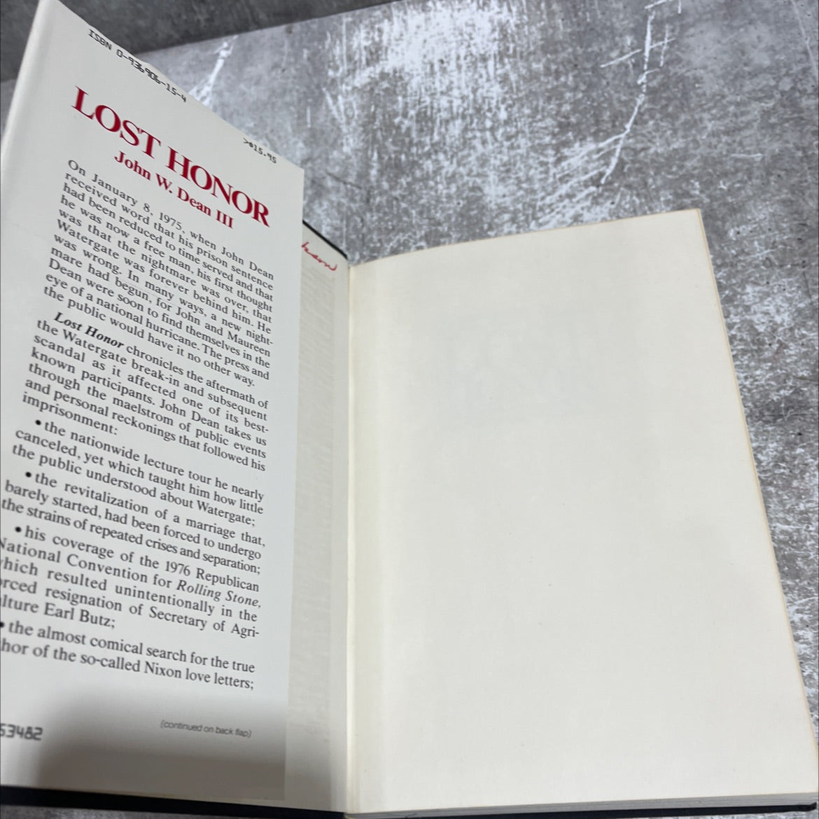hovo lost honor book, by John W. Dean III, 1982 Hardcover image 4
