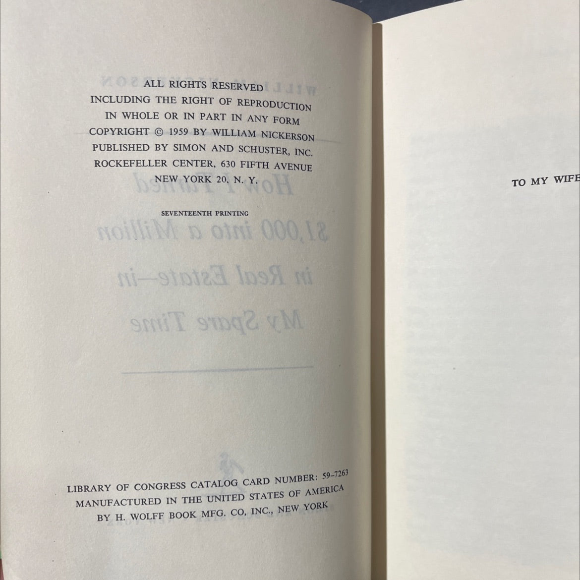 how i turned $1,000 into a million in real estate-in my spare time book, by william nickerson, 1959 Hardcover image 3
