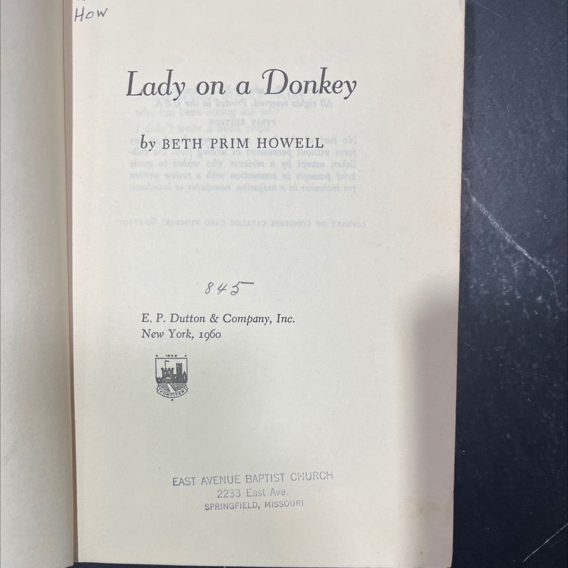 how lady on a donkey book, by beth prim howell, 1960 Hardcover image 2