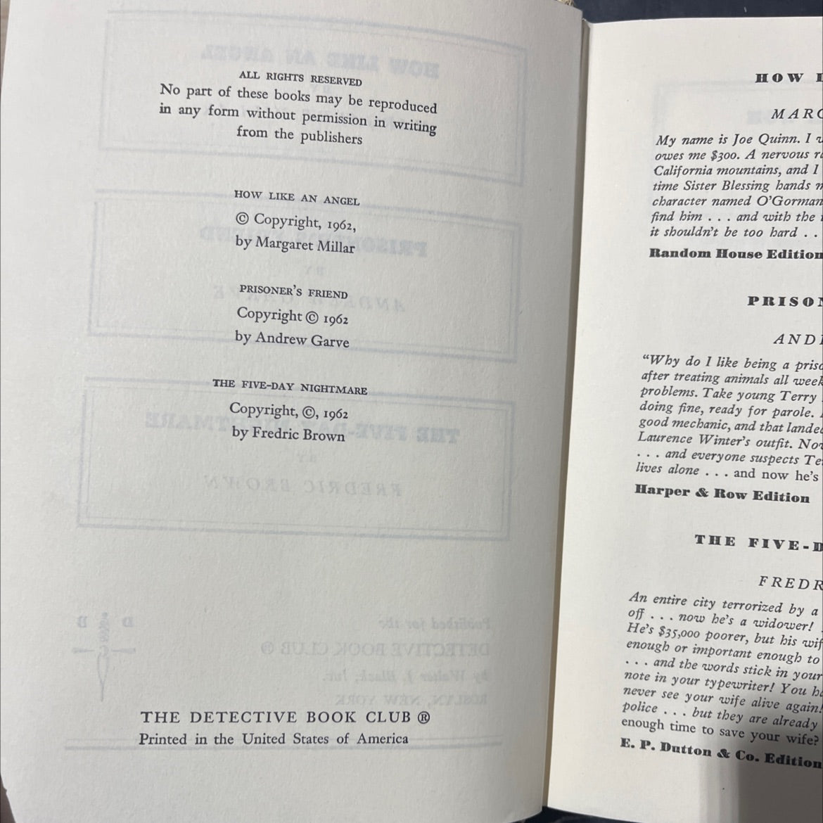 how like an angel book, by margaret millar, 1962 Hardcover image 3